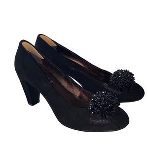 Attilio Giusti Leombruni EUC Occasion Guestwear Shoes Pumps Chunky Heel Black Su